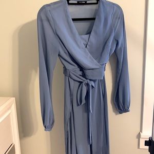 Sheer blue two-piece pantsuit